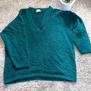 Vintage Green V Neck Sweater